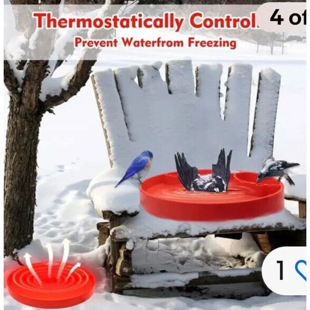 Heated Bird Feeder Waterer Bath Thermostatically Controlled Outdoor‎ Red